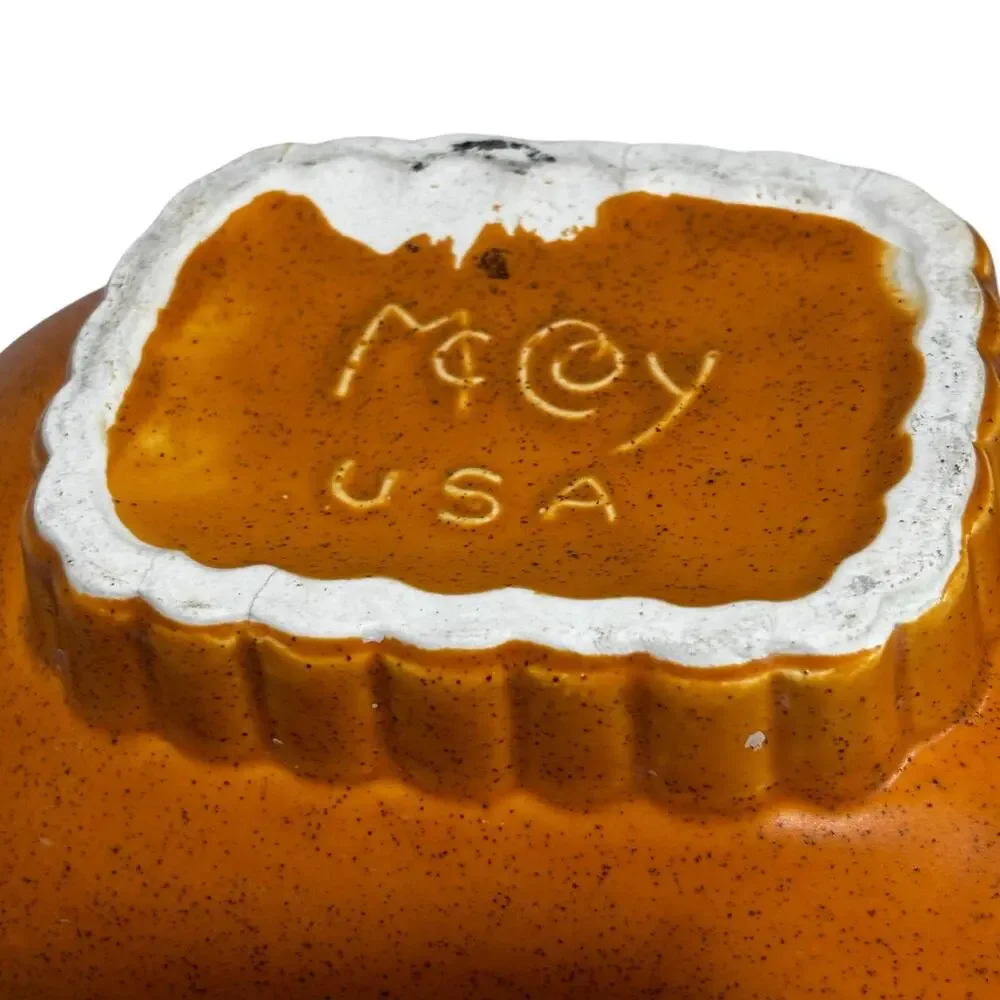 Vintage McCoy USA art pottery planter speckled orange shallow oblong #1081